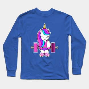 weightlifting unicorn, barbell unicorn, unicorn strong, fitness girl Long Sleeve T-Shirt